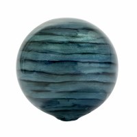 4" Round Turquoise and Blue Striped Painted Glass Orb