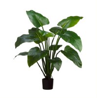 48" Faux Green Artificial Curcuma Plant in Black Pot