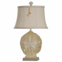 31" Distressed Beige Finish Sand Dollar Lamp