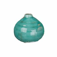 3" Aqua Round Ceramic Vase