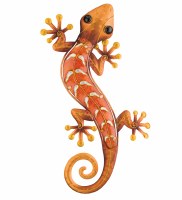 24" Orange Glass & Metal Gecko Plaque