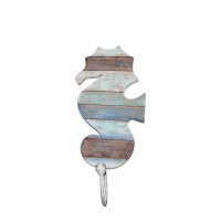 12" Weathered Slat Wood Seahorse Wall Hook