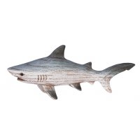 8" Blue and White Faux Carved Shark Figurine