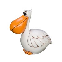 3" White and Orange Comical Pelican Figurine