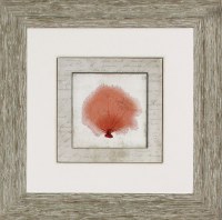 24" Square Coral Linen 1 Framed Print Under Glass