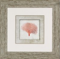 24" Square Coral Linen 2 Framed Print Under Glass