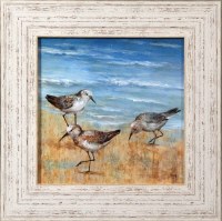 18" x 18" Sandpiper Trio on Beach Gel Textured Print with No Glass