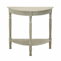 32" Beige Washed Half Round Console Table