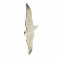 24" Large Whitewashed Flying Seagull Wood Plaque