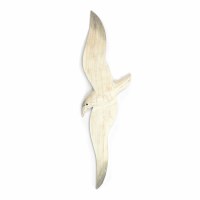 20" Medium Whitewashed Flying Seagull Wood Plaque