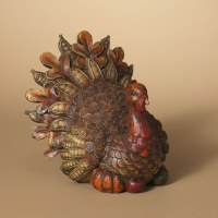 9" Brown Fall Leaves Turkey Figurine Fall and Thanksgiving Decoration