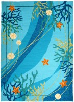 60" x 36" Blue Ombre Underwater Coral & Starfish Rug