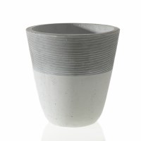 12" Gray White Grooved Rim Pot