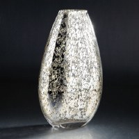 12" Silver & Gold Spotted Oval Vase