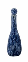 17" Quiet Storm Blue Triangular Glass Bottle with Round Top