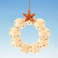 3" Small White Sand Dollar and Starfish Wreath Ornament