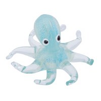 6" Light Blue Glow in The Dark Glass Octopus Figurine