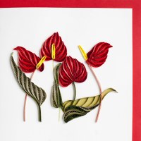 6" x 6" Quilling Red Anthurium Greeting Card