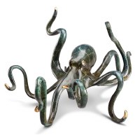 10" Verdigris Brass Octopus Figurine