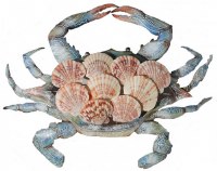 Metal & Shell Blue Crab Wall Plaque