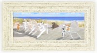 16" x 28" Dogs in Beach Chairs Matted Print Under Glass