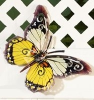 7" x 5" Yellow & White Metal Butterfly Wall Art Plaque