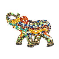 4" Multicolor Mosaic Trumpeting Elephant Magnet