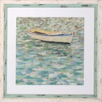 29" x 29" Rustic White Rowboat Matted Print Under Glass