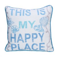 12" x 12" This is My Happy Place Blue Sea Life Pillow