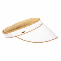 10" White and Beige Woven Velcro Visor