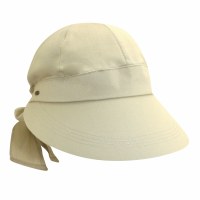 10" Oatmeal Beige Adjustable Bow Back Solar Hat