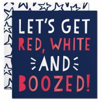 5" Let's Get Red, White and Boozed Foil Beverage Napkins
