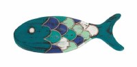 14" Blue Rustic Wood Fish Plaque
