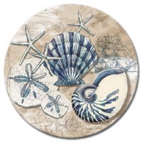 13" Round Tide Pool Shell Lazy Susan