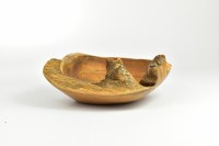 8" Rustic Wooden Teak Natural Hand Carved Short Bowl
