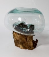6" Mini Glass Bowl on Natural Root Stand