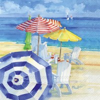 5" Square Watercolor Umbrella Beach Beverage Napkins