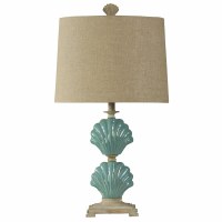 31" Turquoise Double Shell Ceramic Lamp