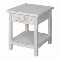 20" Distressed White Finish Sea Life End Table