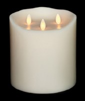 6" x 6" Ivory LED Lit Moving Tri-Flame Pillar