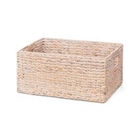 17" Whitewashed Rectangular Woven Hyancinth Handed Basket
