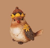 4" Harvest Bird with Acorn Hat  Fall and Thanksgiving Decoration