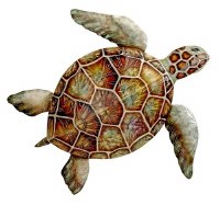 22" Brown and Green Capiz Sea Turtle Wall Plaque