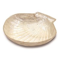 4" White Natural Capiz Shell Embossed Soap Dish