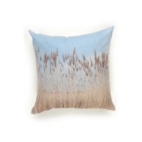 20" Square Beige Sea Oats on Blue Pillow