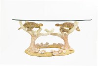 48" Oval Sea Turtle 3 Piece Glass Coffee Table