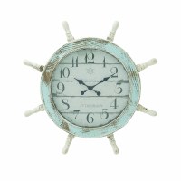 28" Rustic Aqua Ships Wheel Clock