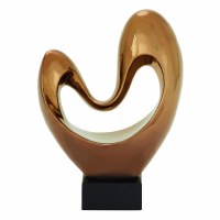 14" Abstract Copper Heart Ceramic Sculpture