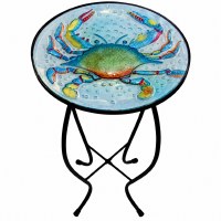 12" X 24" Round Blue Crab Decorative Table