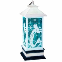 12.5" White and Aqua LED Mermaid Lantern